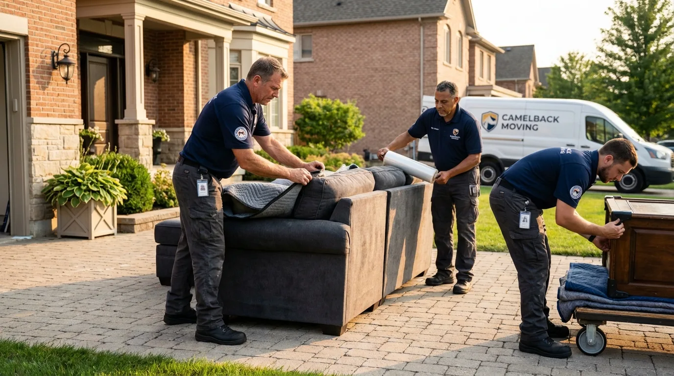 Large estate moving crew wrapping furniture in Breinigsville, PA
