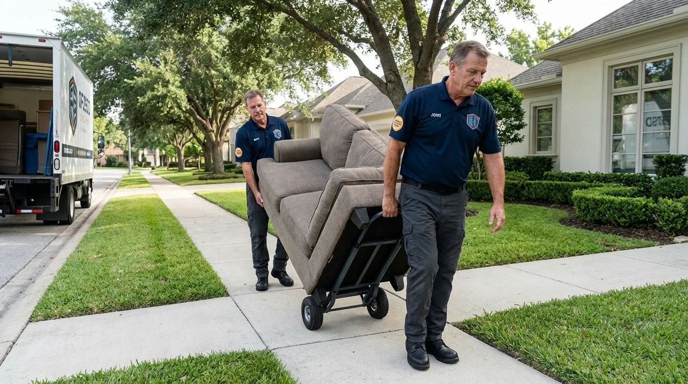 Local residential moving crew loading furniture in Breinigsville, PA