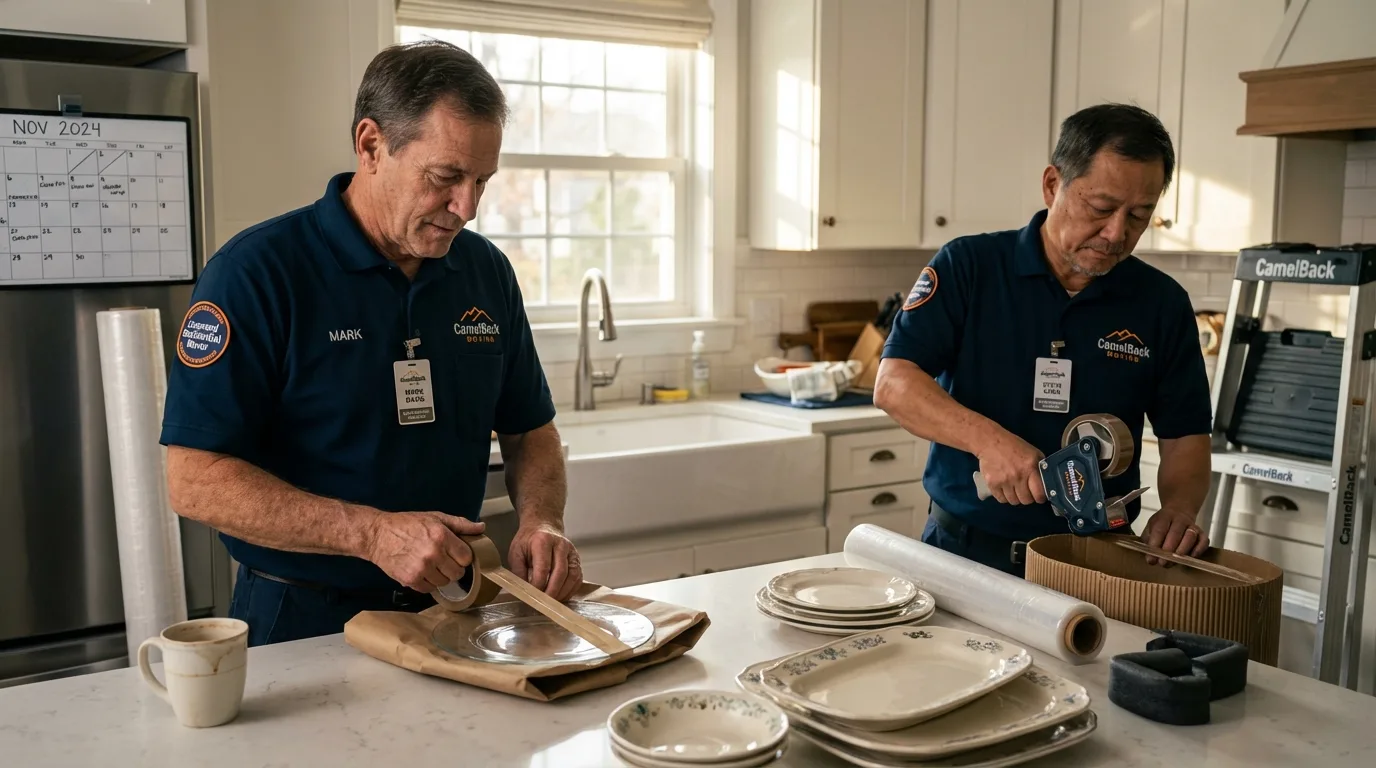 Professional crew packing kitchen dishware in Breinigsville, PA